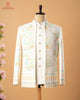 Ivory Floral Open Jodhpuri Set with Inner Half Sleeve Jacket
