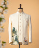 Cream Open Jodhpuri with Deer Print
