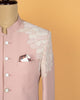 Peace Pink Jodhpuri Set with White Kardana Work