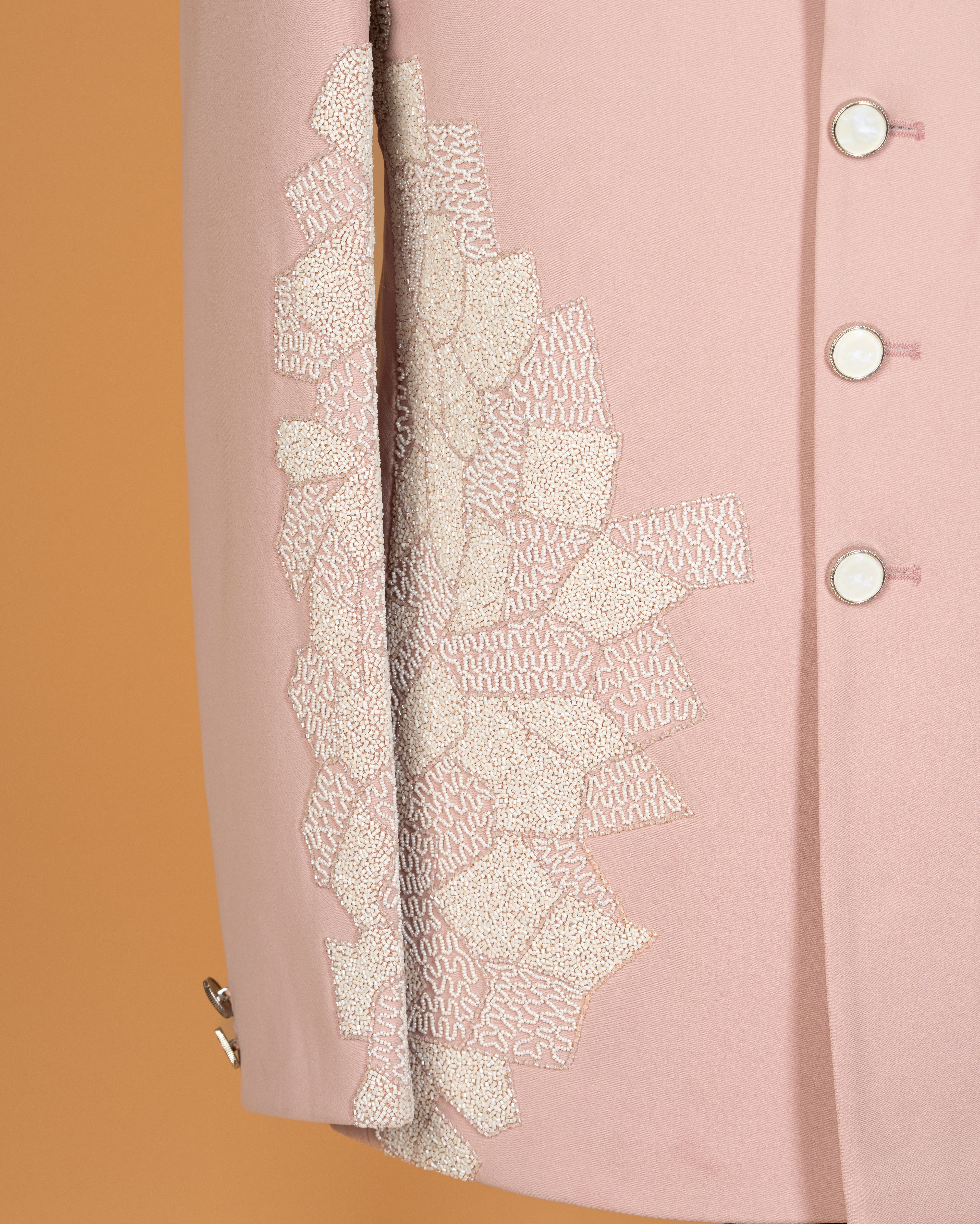 Peace Pink Jodhpuri Set with White Kardana Work