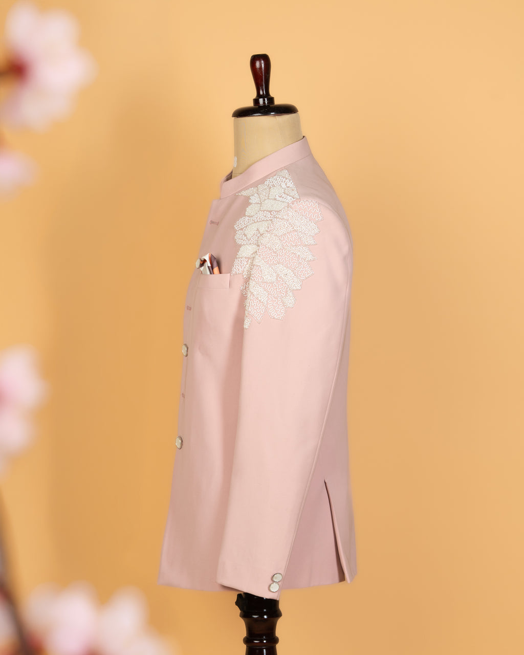Peace Pink Jodhpuri Set with White Kardana Work