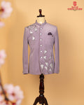 Lavender Velvet Jodhpuri with Floral Kardana Work