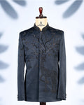 Designer Navy Blue Embroidered Jodhpuri Blazer Set