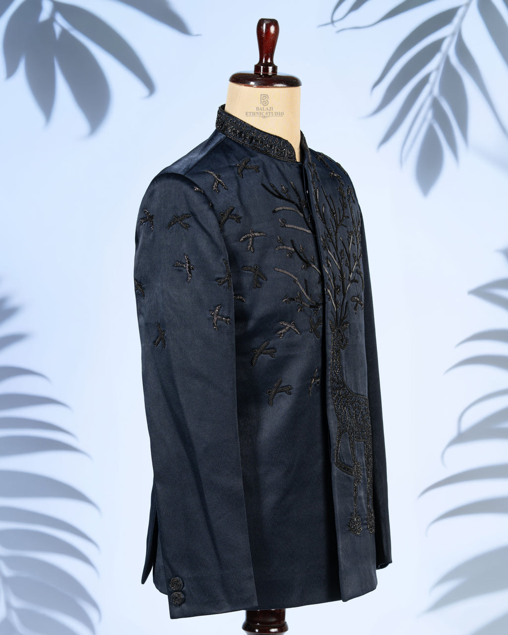 Designer Navy Blue Embroidered Jodhpuri Blazer Set