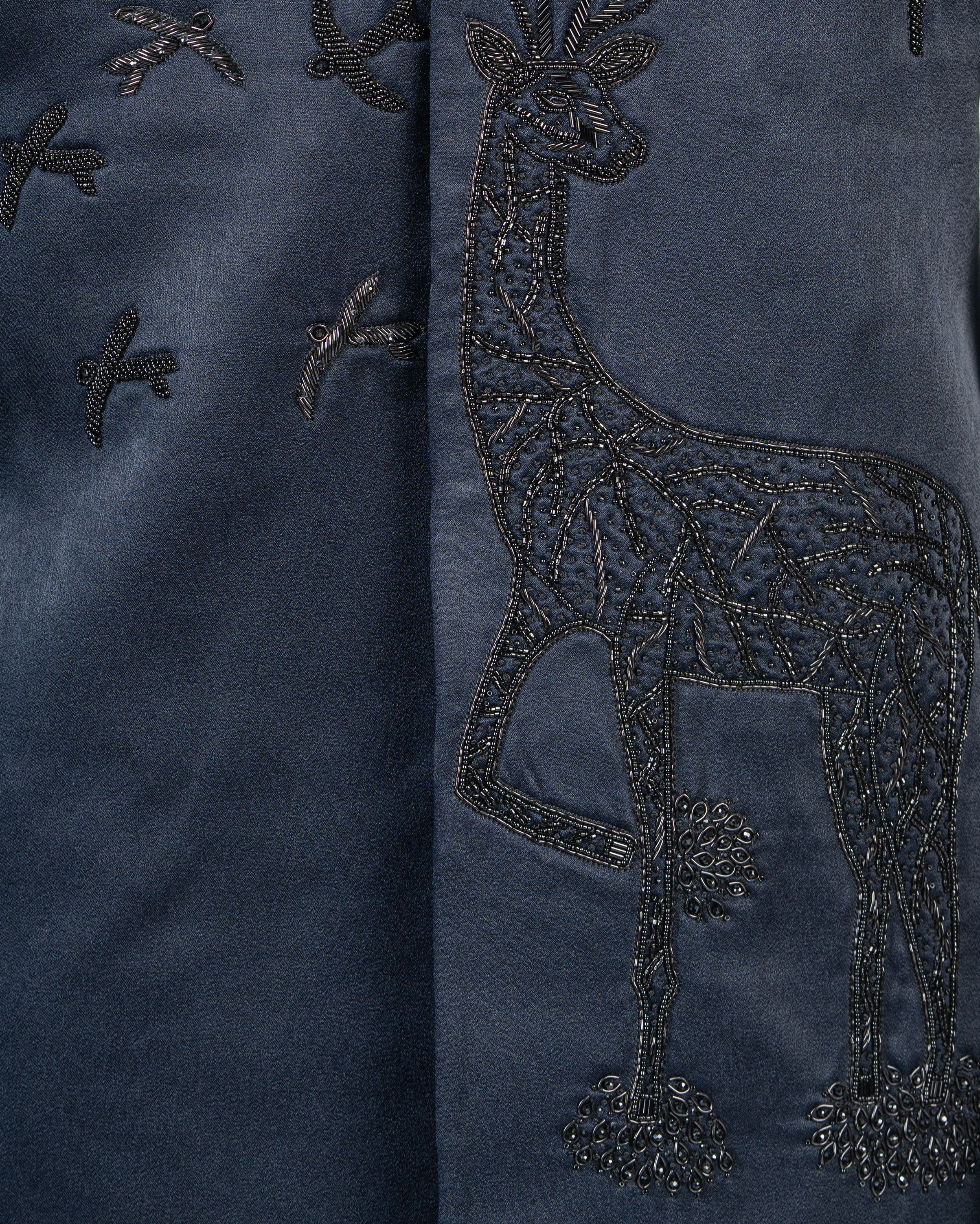 Designer Navy Blue Embroidered Jodhpuri Blazer Set