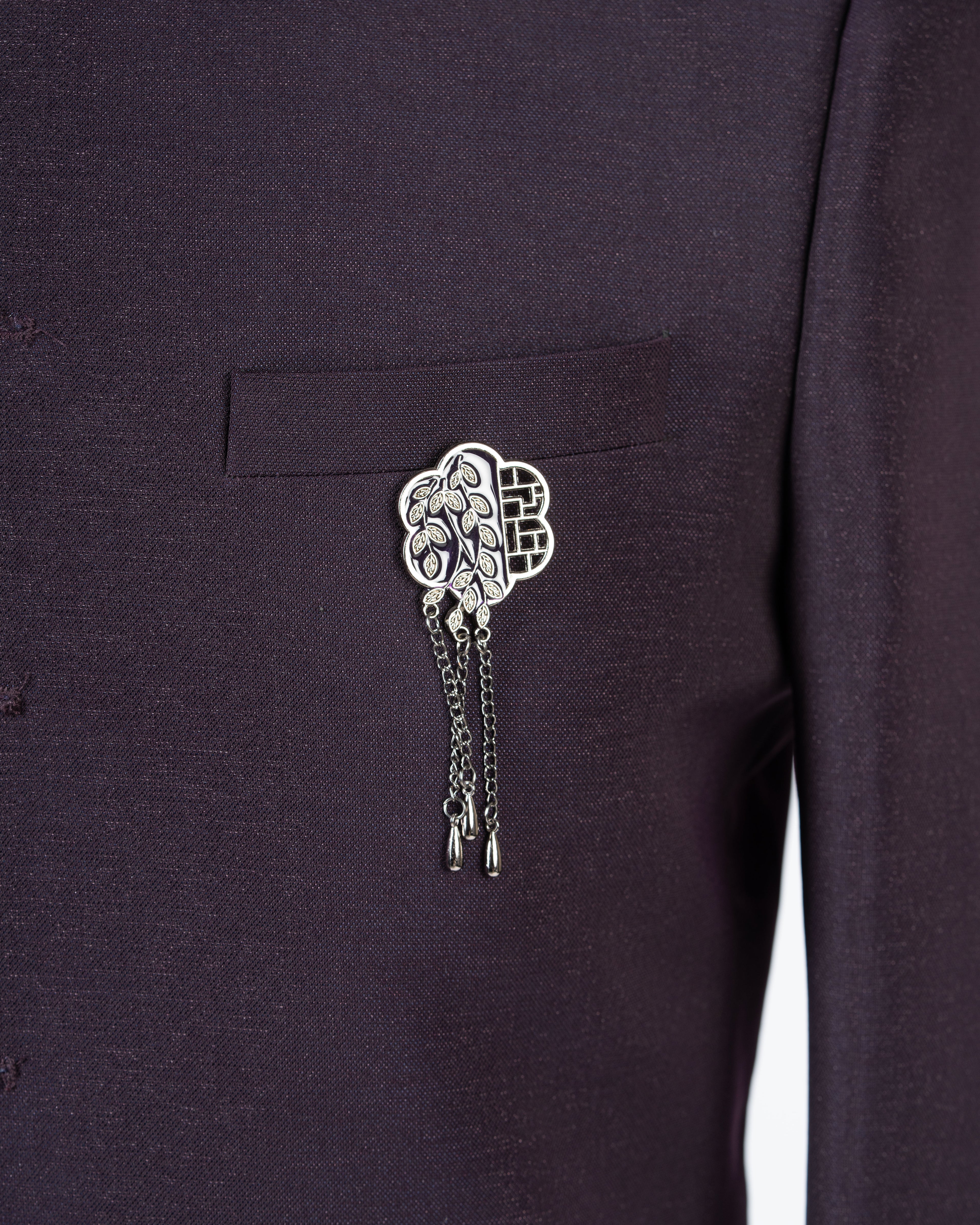 Designer Lavender Purple Jodhpuri Blazer Set with Black Kardana Work