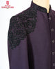 Designer Lavender Purple Jodhpuri Blazer Set with Black Kardana Work