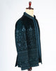 Designer Teal Blue Velvet Open Jodhpuri Set with Heavy Work