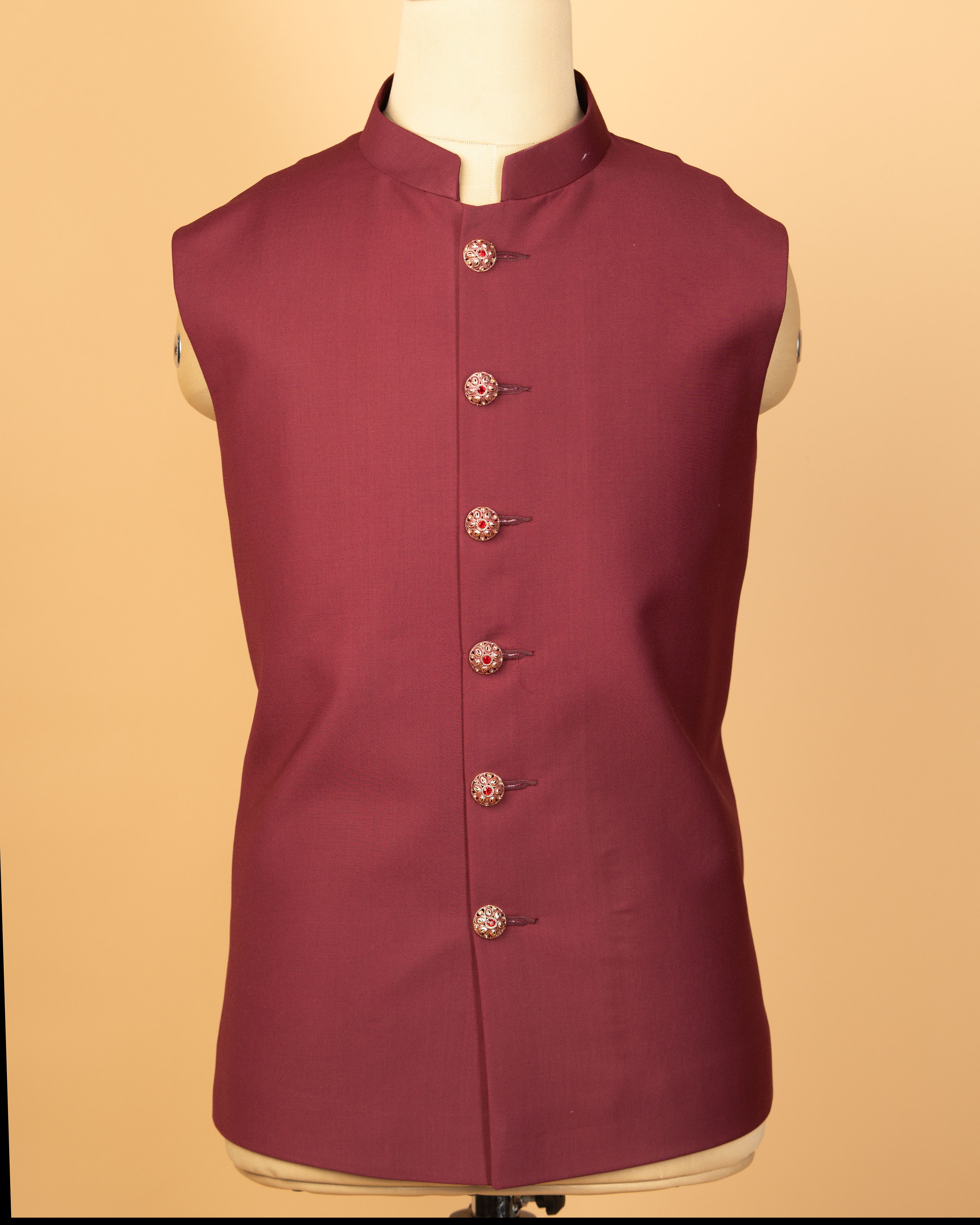 Maroon Velvet Open Jodhpuri with Kardana &amp; Sequin Work