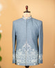 Blue Grey Jodhpuri with Architectural Machine Embroidery
