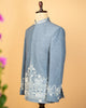 Blue Grey Jodhpuri with Architectural Machine Embroidery