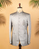Luxury Light Grey Jodhpuri with Kardana & Zardosi Work