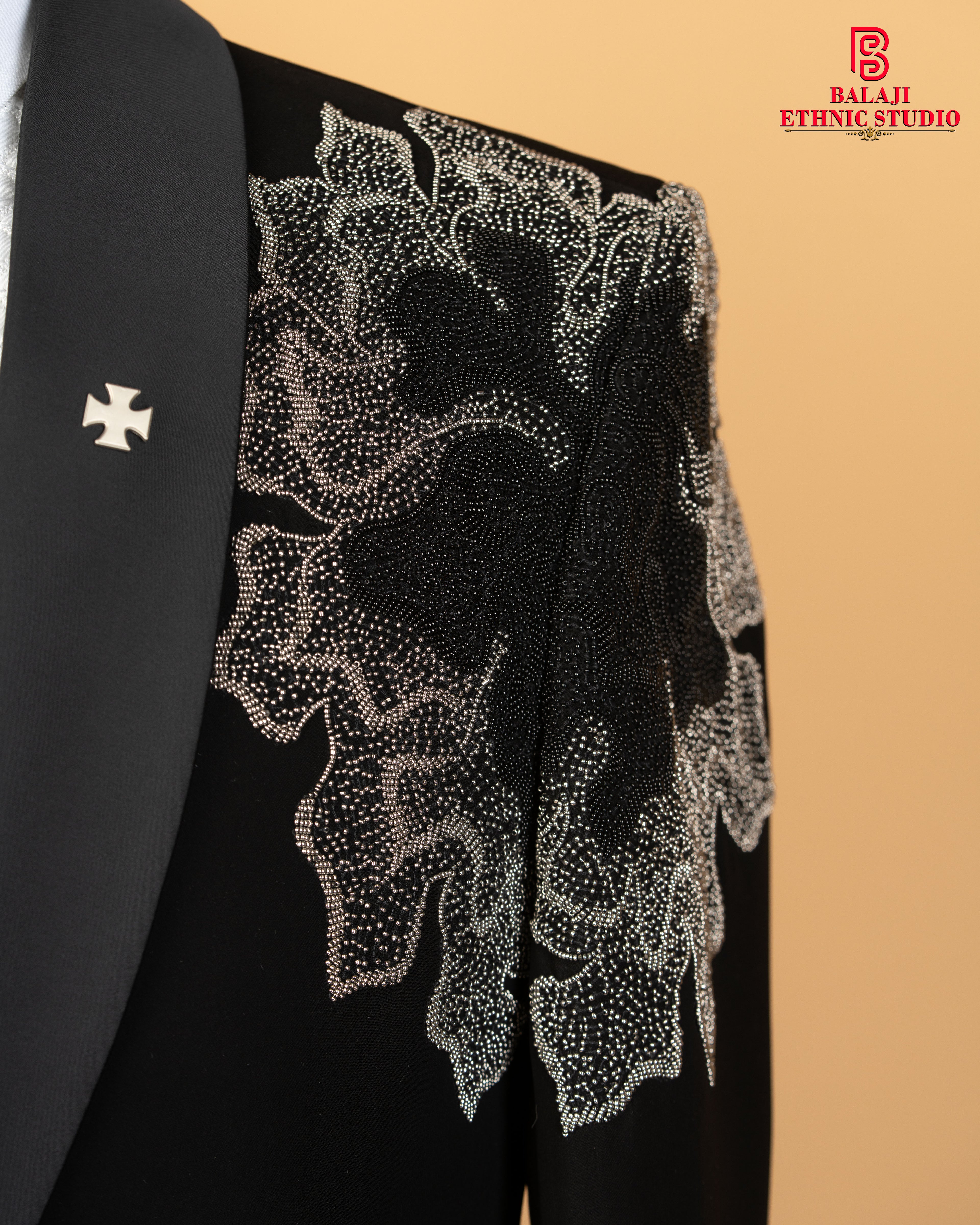 Premium Black Japanese Fabric 3-Piece Designer Tuxedo Suit