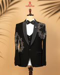 Premium Black Japanese Fabric 3-Piece Designer Tuxedo Suit