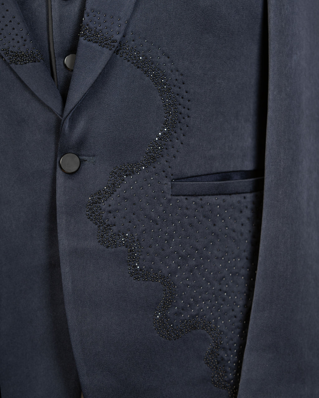 Blue Italian Satin Fabric 3-Piece Designer Tuxedo Suit