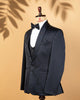 Blue Italian Satin Fabric 3-Piece Designer Tuxedo Suit
