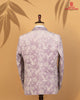 Light Lavender Velvet Emboss Print 3-Piece Designer Tuxedo Suit