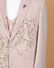 Light Peach Pink Designer 3-Piece Tuxedo Suit with Floral Embellishment