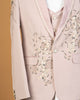 Light Peach Pink Designer 3-Piece Tuxedo Suit with Floral Embellishment