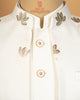 Milky White Structured Fabric Open Jodhpuri with Floral Embroidery