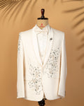 Milky Cream Japanese Fabric 3-Piece Designer Tuxedo Suit