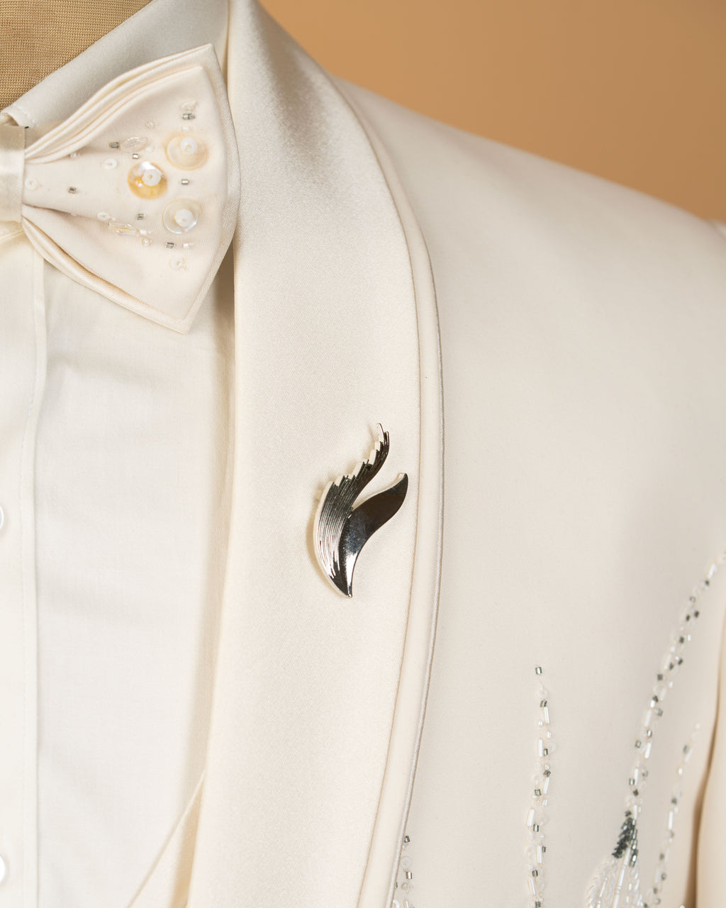 Milky Cream Japanese Fabric 3-Piece Designer Tuxedo Suit