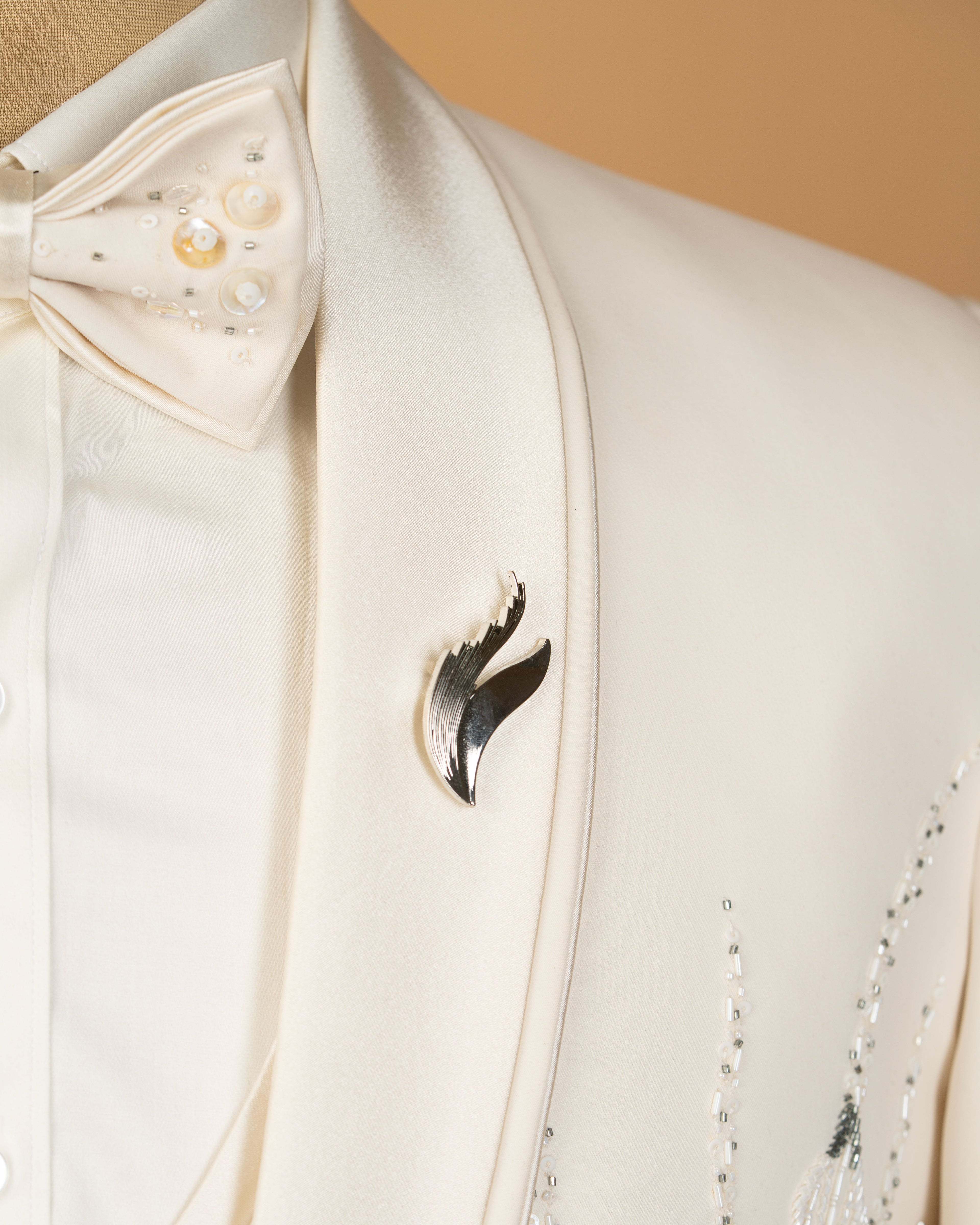 Milky Cream Japanese Fabric 3-Piece Designer Tuxedo Suit