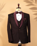 Luxury Maroon 3-Piece Suit with Stone Work – Japanese Fabric Designer Blazer Set for Men