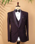 Designer Purple 3-Piece Tuxedo Suit with Bead Work – Japanese Fabric Premium Blazer Set for Men