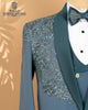 Nile Blue Couture Tuxedo Set with Handcrafted Kardana & Bead Embroidery