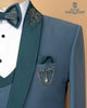 Nile Blue Couture Tuxedo Set with Handcrafted Kardana & Bead Embroidery