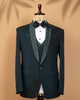 Teal Green Couture 3-Piece Suit with Handcrafted Kardana & Embroidery Work