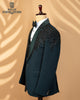 Teal Green Couture 3-Piece Suit with Handcrafted Kardana & Embroidery Work