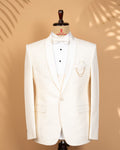 Off-White Armani Fabric Tuxedo with Beads & Kardana Handwork