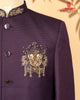 Maroon Italian Fabric Jodhpuri Suit with Zardosi & Beads Elephant Design