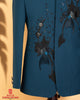 Teal Blue Armani Fabric Jodhpuri with Kardana, Beads & Light Embroidery Work (Round Neck)