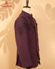 Maroon Armani Fabric Jodhpuri Suit with Black Beads & Kardana Work