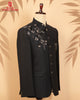 Black Armani Fabric Jodhpuri Suit with Beads & Embroidery Work