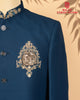 Teal Blue Armani Fabric Jodhpuri with Zardosi, Metal & Embroidery Work (Simri Finish)
