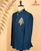 Teal Blue Armani Fabric Jodhpuri with Zardosi, Metal & Embroidery Work (Simri Finish)
