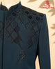 Teal Green Armani Fabric Jodhpuri with Kardana & Beads Work