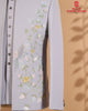 Ice Grey Open Jodhpuri Set with Floral Leather Print