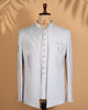 Light Grey Open Jodhpuri Set with Kardana & Beads Work