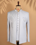 Light Grey Open Jodhpuri Set with Kardana & Beads Work