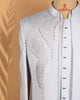 Light Grey Open Jodhpuri Set with Kardana & Beads Work