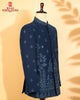 Steel Blue Closed Jodhpuri Suit with Mirror & Embroidery Work