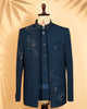 Navy Blue Open Jodhpuri Suit with Hand Embroidery & Bead Work (Armani Fabric)
