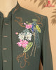 Bottle Green Open Jodhpuri Suit with Peacock & Floral Bead Work (Armani Fabric)