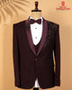 Maroon Armani Fabric 3-Piece Tuxedo Suit with Kardana, Beads & Embroidery Work