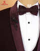 Maroon Armani Fabric 3-Piece Tuxedo Suit with Kardana, Beads & Embroidery Work